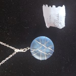 Necklace and earrings handcrafted sea glass sterling silver wiring